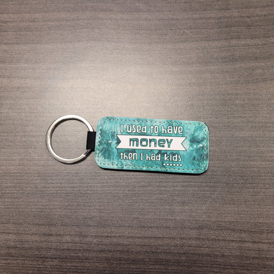 Dad Keychains-Rectangle Faux Leather Keychains