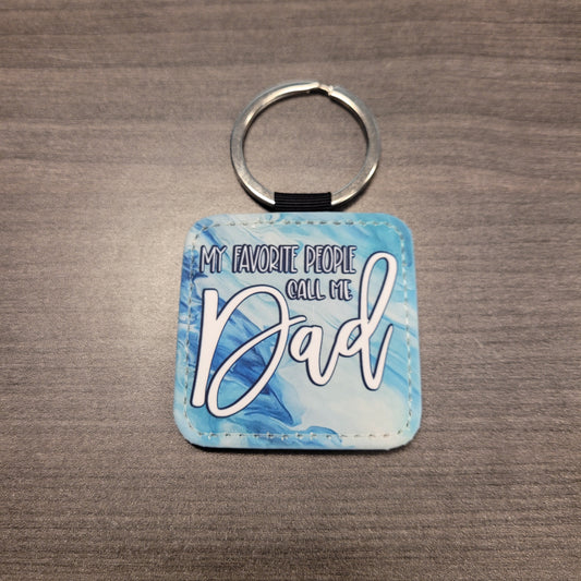 Dad Keychains-Square Faux Leather Keychains