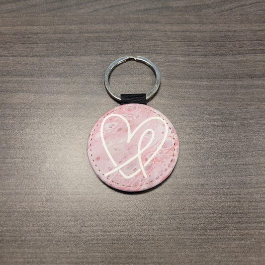 Round Faux Leather Keychains Set #3