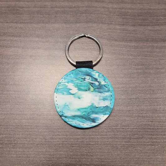 Round Faux Leather Keychains Set #1