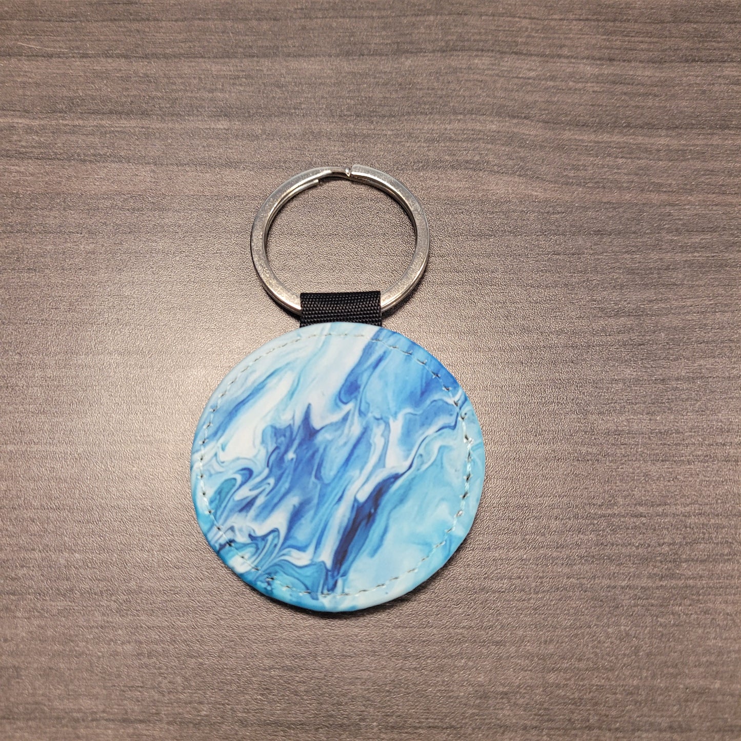 Round Faux Leather Keychains Set #1