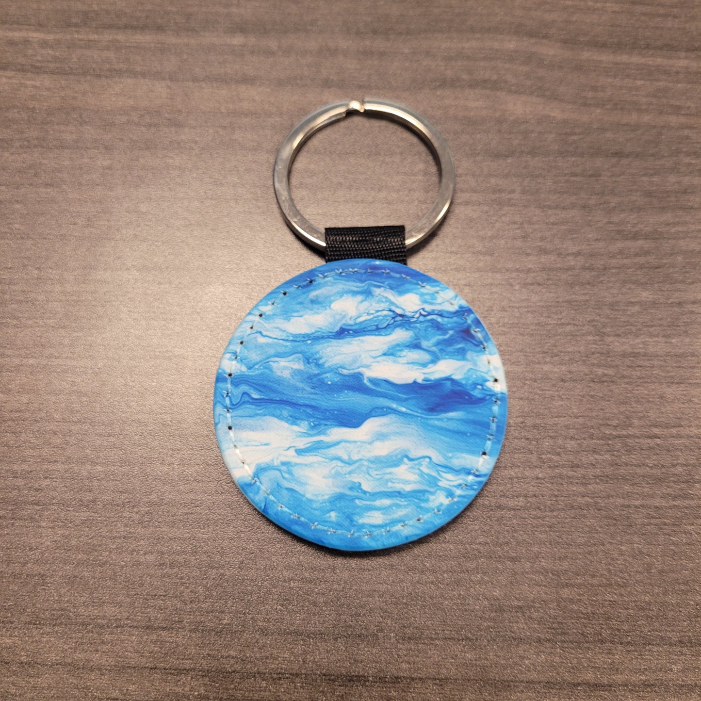 Round Faux Leather Keychains Set #1