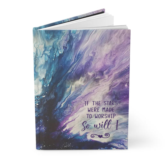 If the Stars Were Made to Worship Blue and Purple Acrylic Pour Abstract Art Hardcover Journal