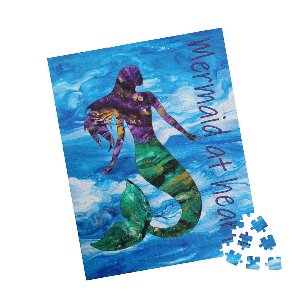 Mermaid at Heart Acrylic Pour Abstract Painting Art Puzzle