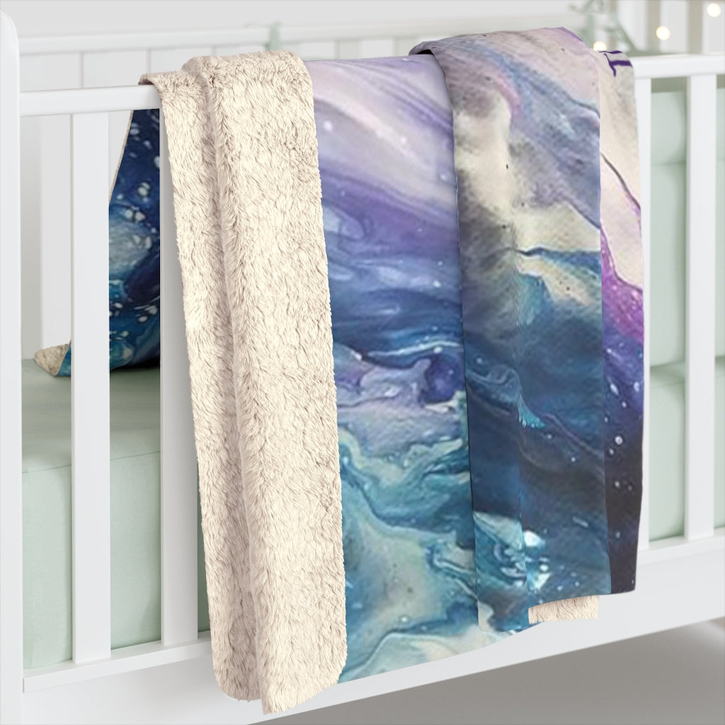 If the Stars Were Made to Worship Acrylic Pour Abstract Art Sherpa Fleece Blanket