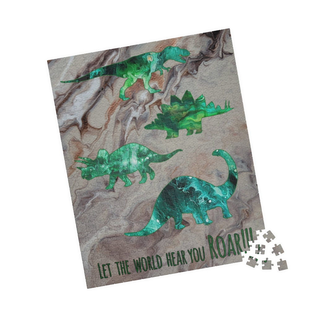 Dinosaur Acrylic Pour Abstract Painting Art Puzzle