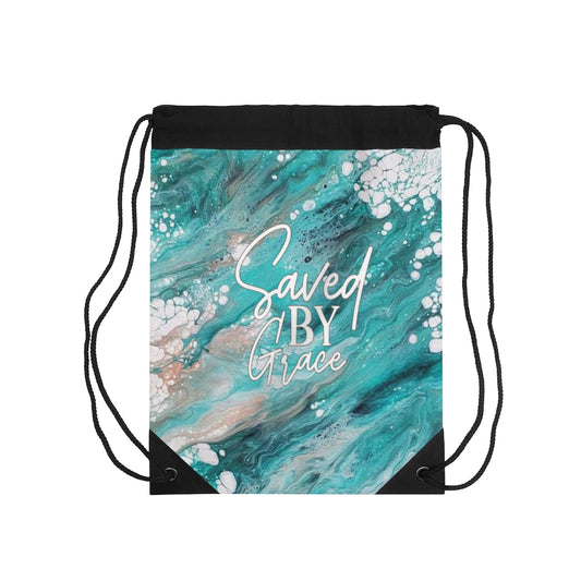 Saved By Grace Acrylic Pour Abstract Art Drawstring Bag
