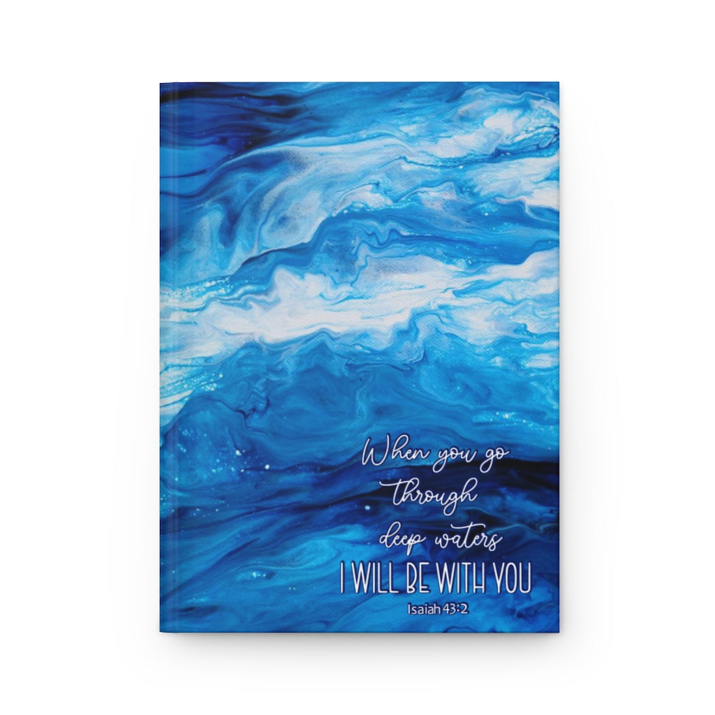 Isaiah 43:2 Ocean Waves Acrylic Pour Abstract Art Hardcover Journal