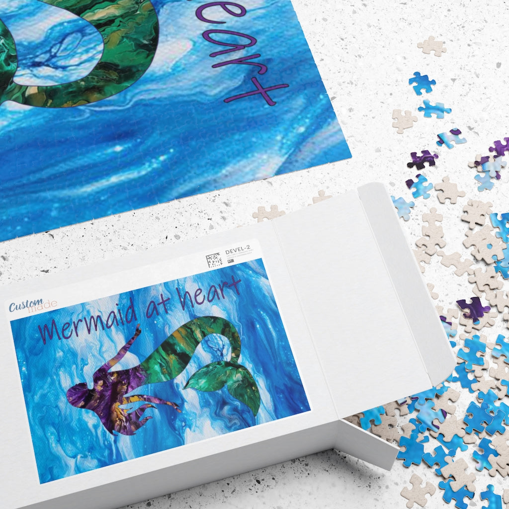 Mermaid at Heart Acrylic Pour Abstract Painting Art Puzzle