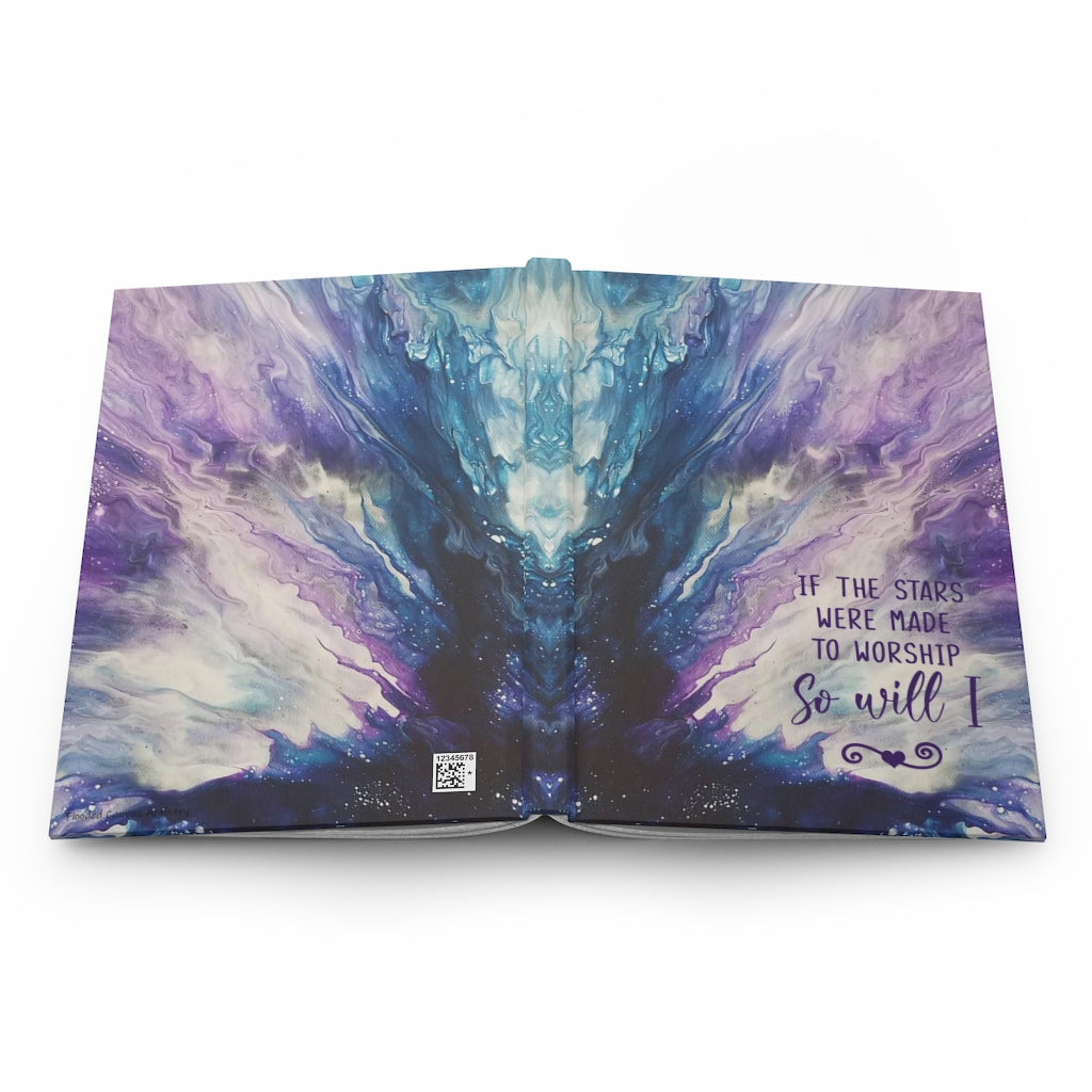 If the Stars Were Made to Worship Blue and Purple Acrylic Pour Abstract Art Hardcover Journal