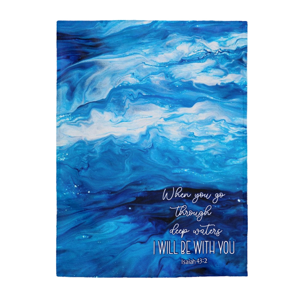 Isaiah 43:2 Ocean Waves Acrylic Pour Abstract Art Plush Blanket
