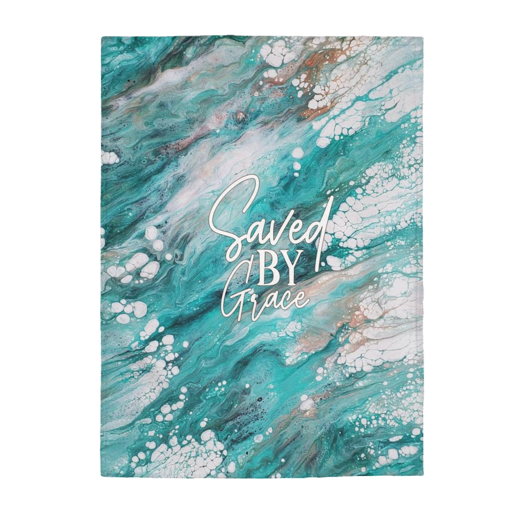 Saved By Grace Green Acrylic Pour Abstract Art Plush Blanket