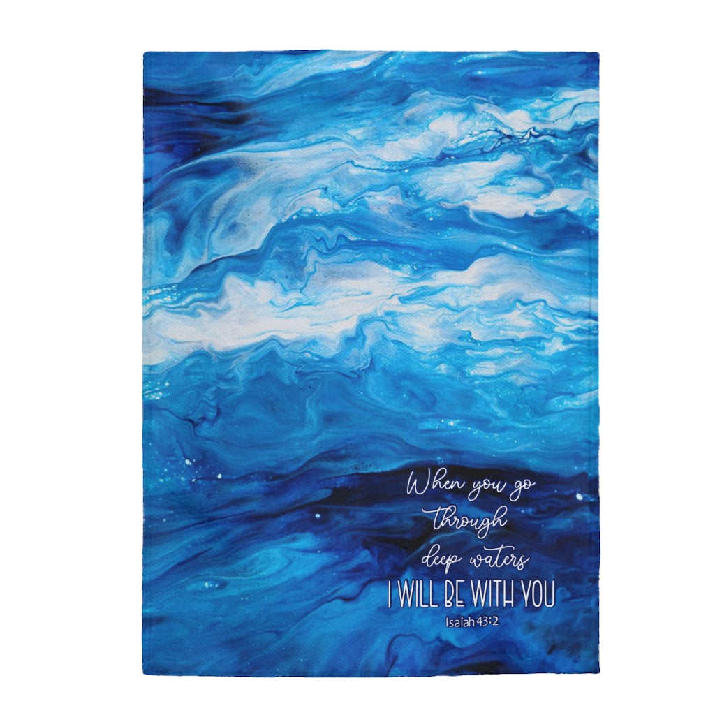 Isaiah 43:2 Ocean Waves Acrylic Pour Abstract Art Plush Blanket