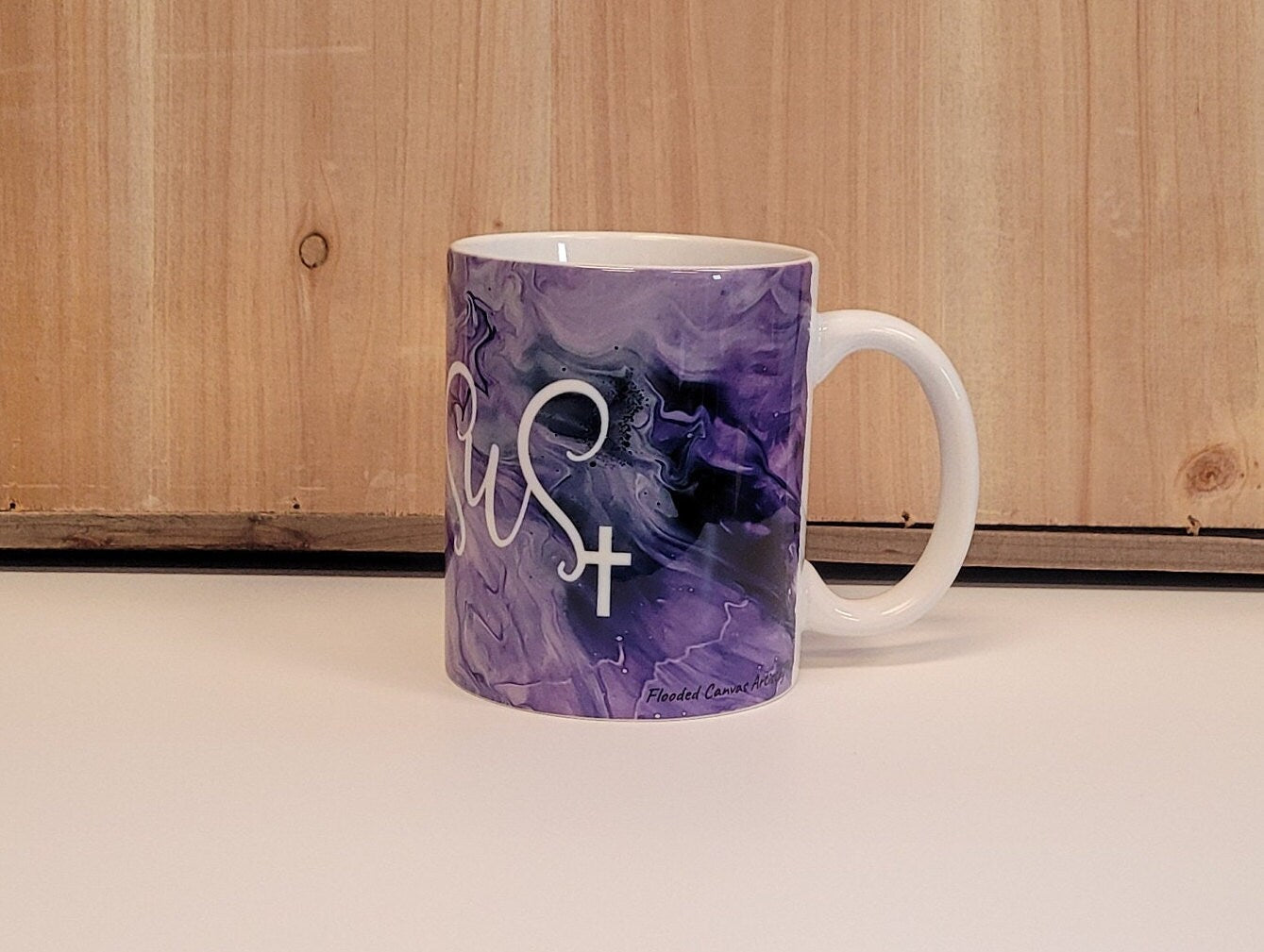 Purple Abstract Art Jesus Coffee Mugs, Christian Coffee Mugs