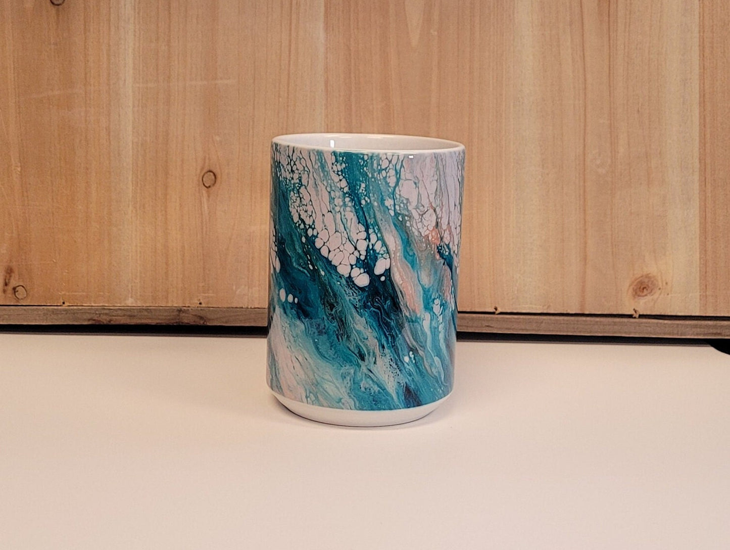 Green and Bronze Abstract Art Coffee Mugs