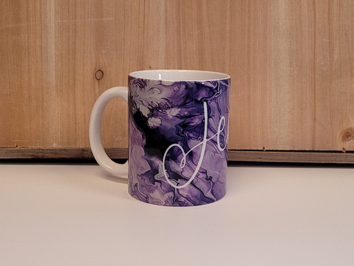 Purple Abstract Art Jesus Coffee Mugs, Christian Coffee Mugs