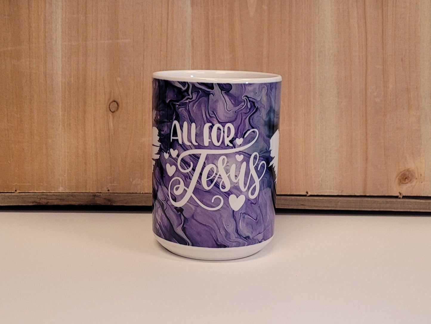 Purple Abstract Art Jesus Coffee Mugs, Christian Coffee Mugs
