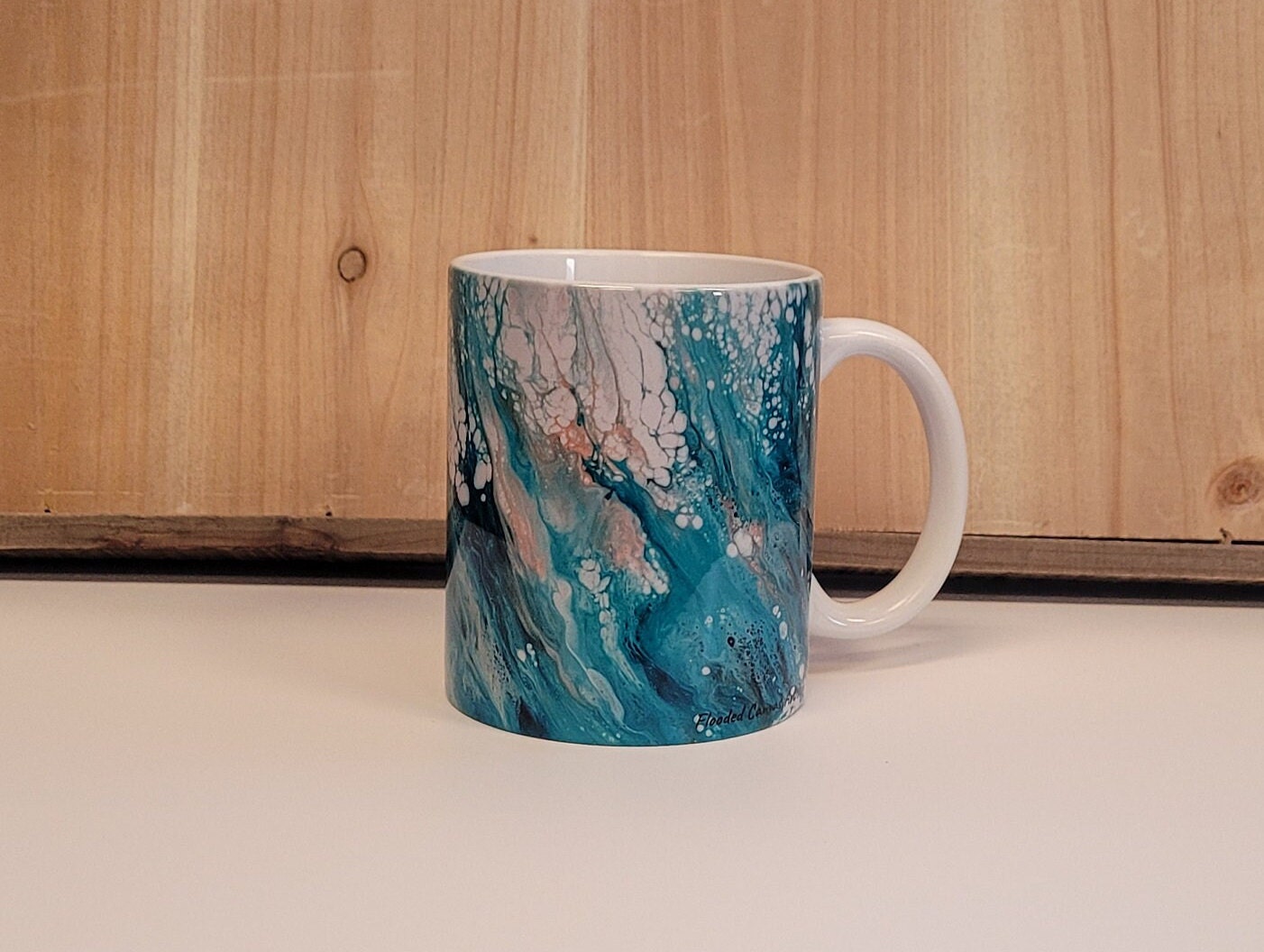 Green and Bronze Abstract Art Coffee Mugs