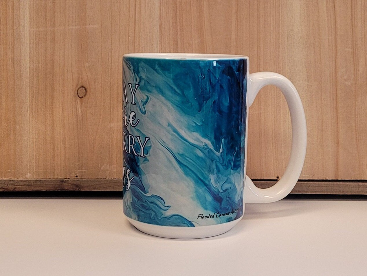 Pray More Worry Less Christian Coffee Mug with Abstract Art