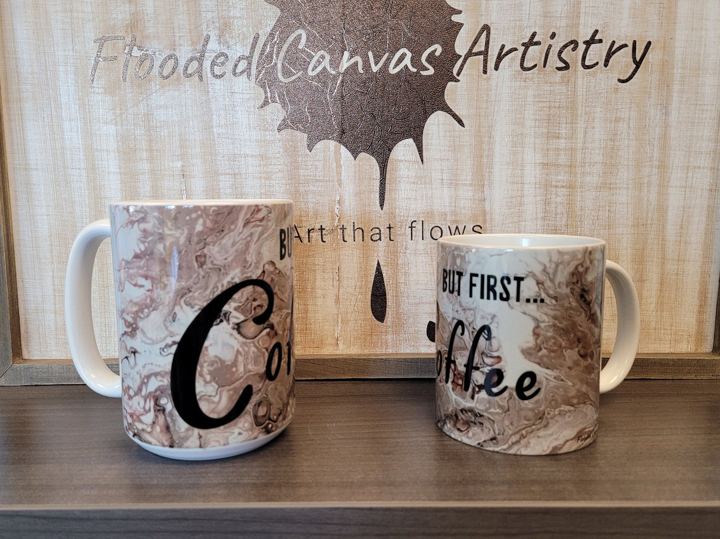 But First Coffee Coffee Mug with Abstract Art