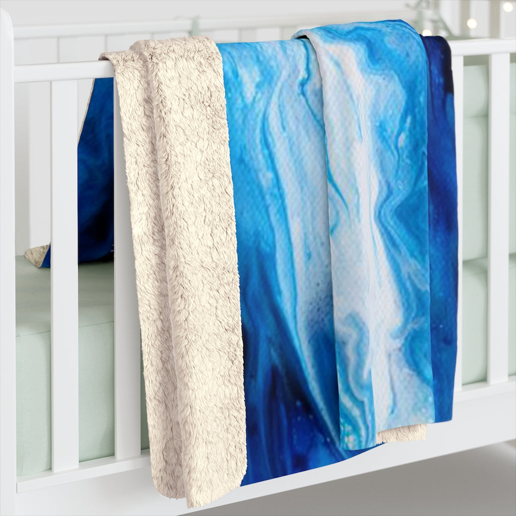 Isaiah 43:2 Ocean Waves Acrylic Pour Abstract Art Sherpa Fleece Blanket