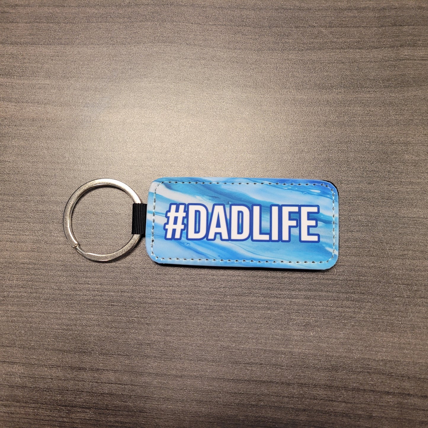 Dad Keychains-Rectangle Faux Leather Keychains