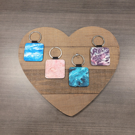 Square Faux Leather Keychains Set #1