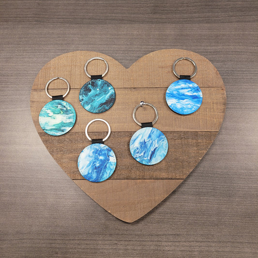 Round Faux Leather Keychains Set #1