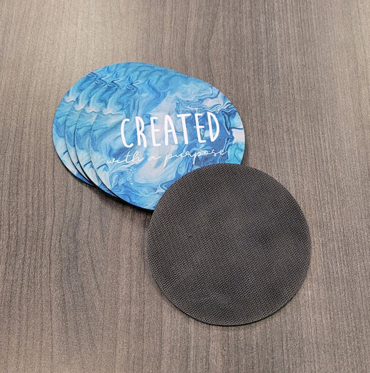 Created with a Purpose Blue and Teal Acrylic Pour Abstract Art Neoprene Coaster Set