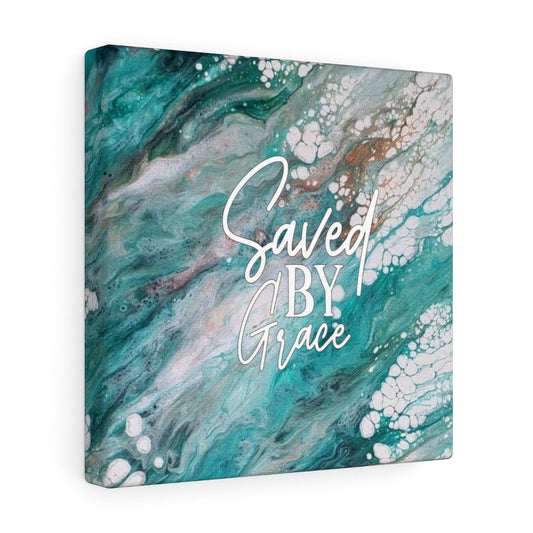 Saved By Grace Green and Bronze Acrylic Pour Abstract Art Gallery Wrapped Canvas Prints