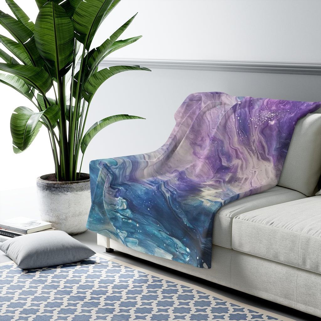 If the Stars Were Made to Worship Acrylic Pour Abstract Art Sherpa Fleece Blanket
