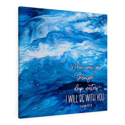 Isaiah 43:2 Ocean Waves Acrylic Pour Abstract Art Gallery Wrapped Canvas Prints