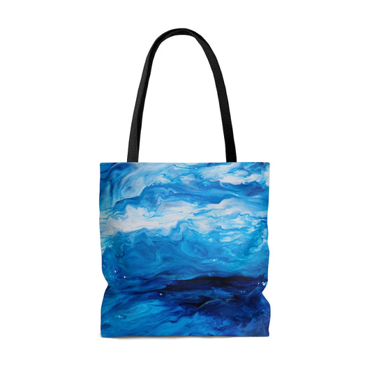 Isaiah 43:2 Ocean Waves Acrylic Pour Abstract Art Tote Bag