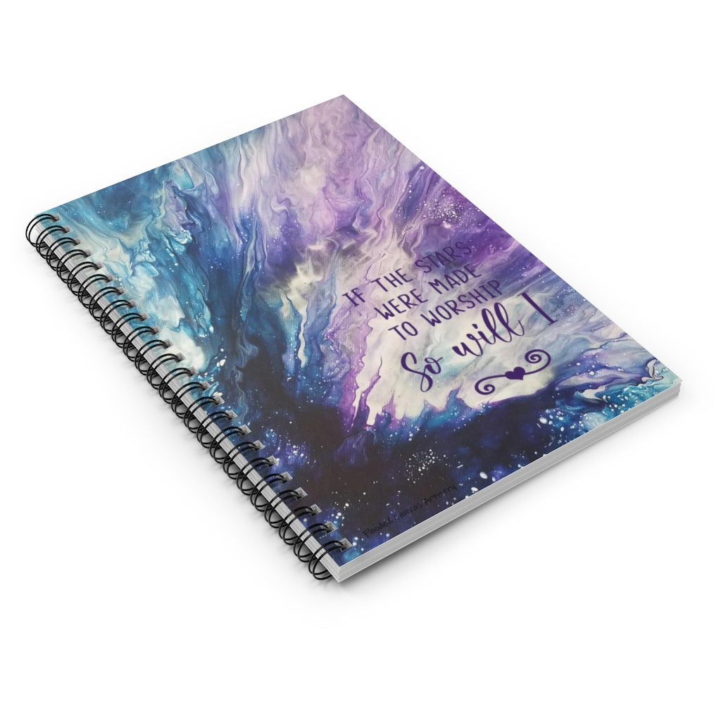If the Stars Were Made To Worship Blue and Purple Acrylic Pour Abstract Art Spiral Notebook
