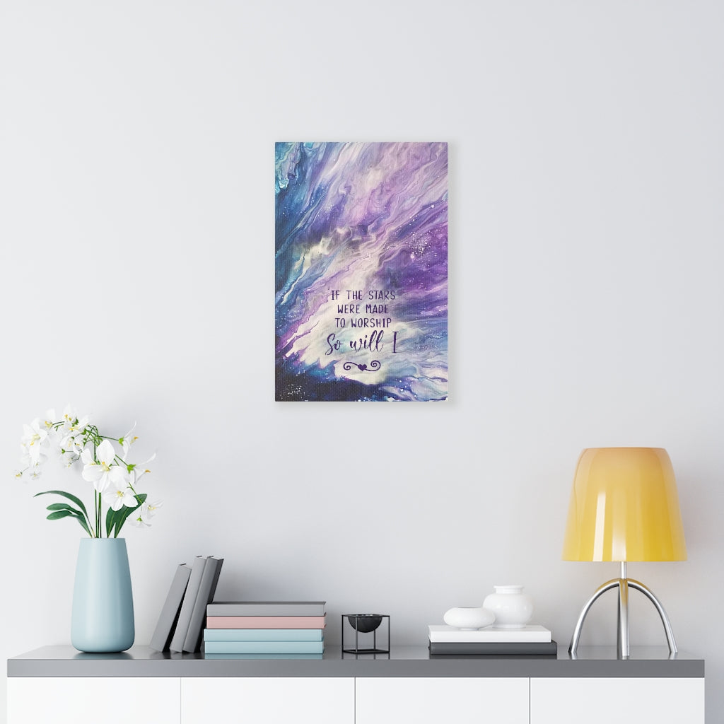 If the Stars Were Made to Worship Purple and Blue Acrylic Pour Abstract Art Gallery Wrapped Canvas Prints