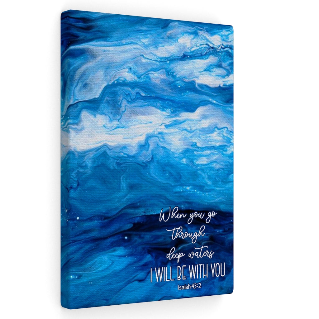 Isaiah 43:2 Ocean Waves Acrylic Pour Abstract Art Gallery Wrapped Canvas Prints