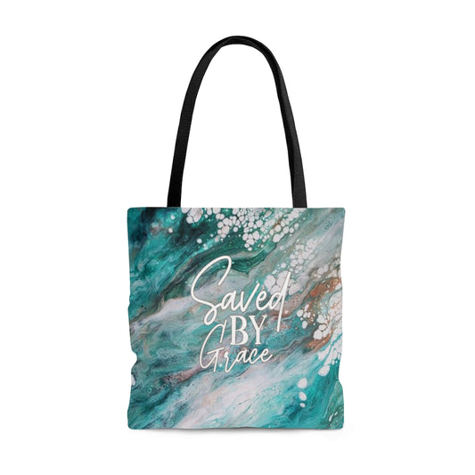 Saved By Grace Acrylic Pour Abstract Art Tote Bag