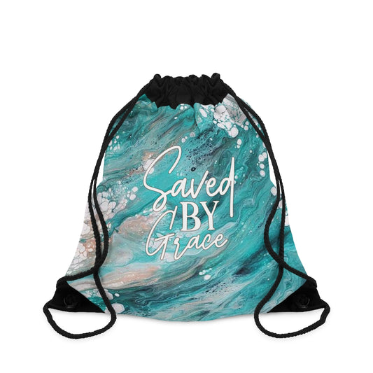 Saved By Grace Acrylic Pour Abstract Art Drawstring Bag