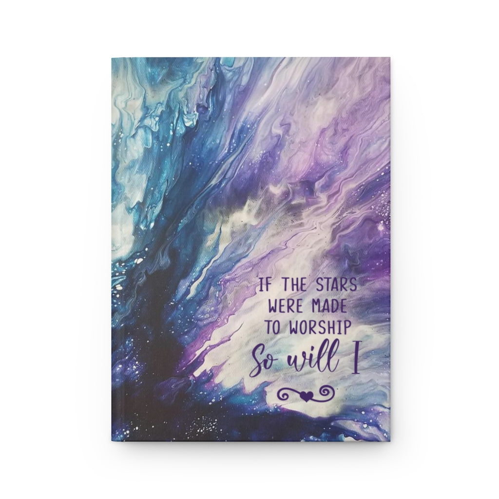 If the Stars Were Made to Worship Blue and Purple Acrylic Pour Abstract Art Hardcover Journal