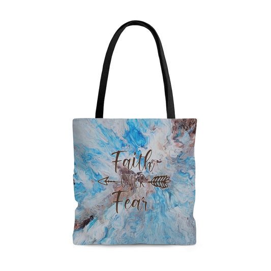 Faith Over Fear Acrylic Pour Abstract Art Tote Bag