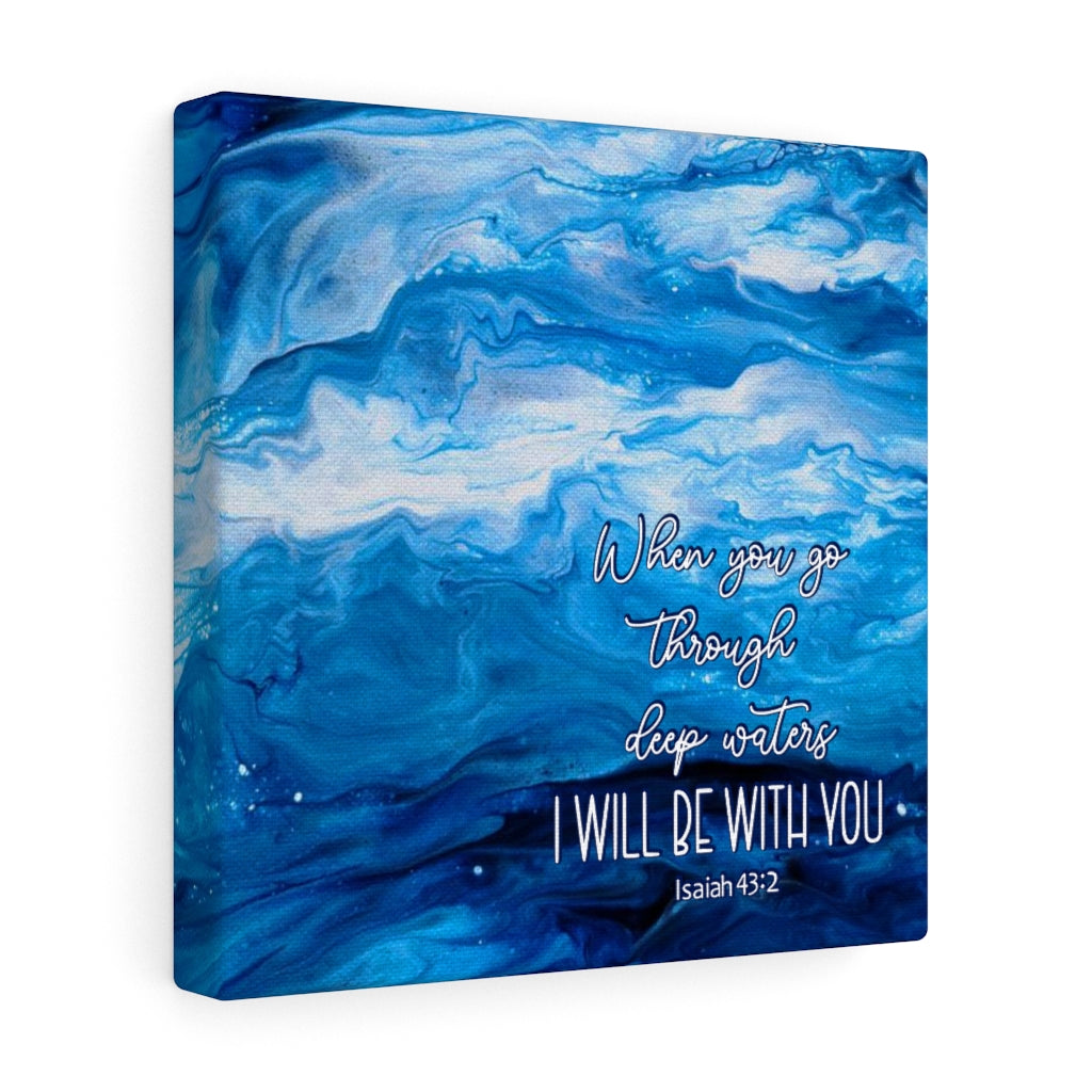 Isaiah 43:2 Ocean Waves Acrylic Pour Abstract Art Gallery Wrapped Canvas Prints