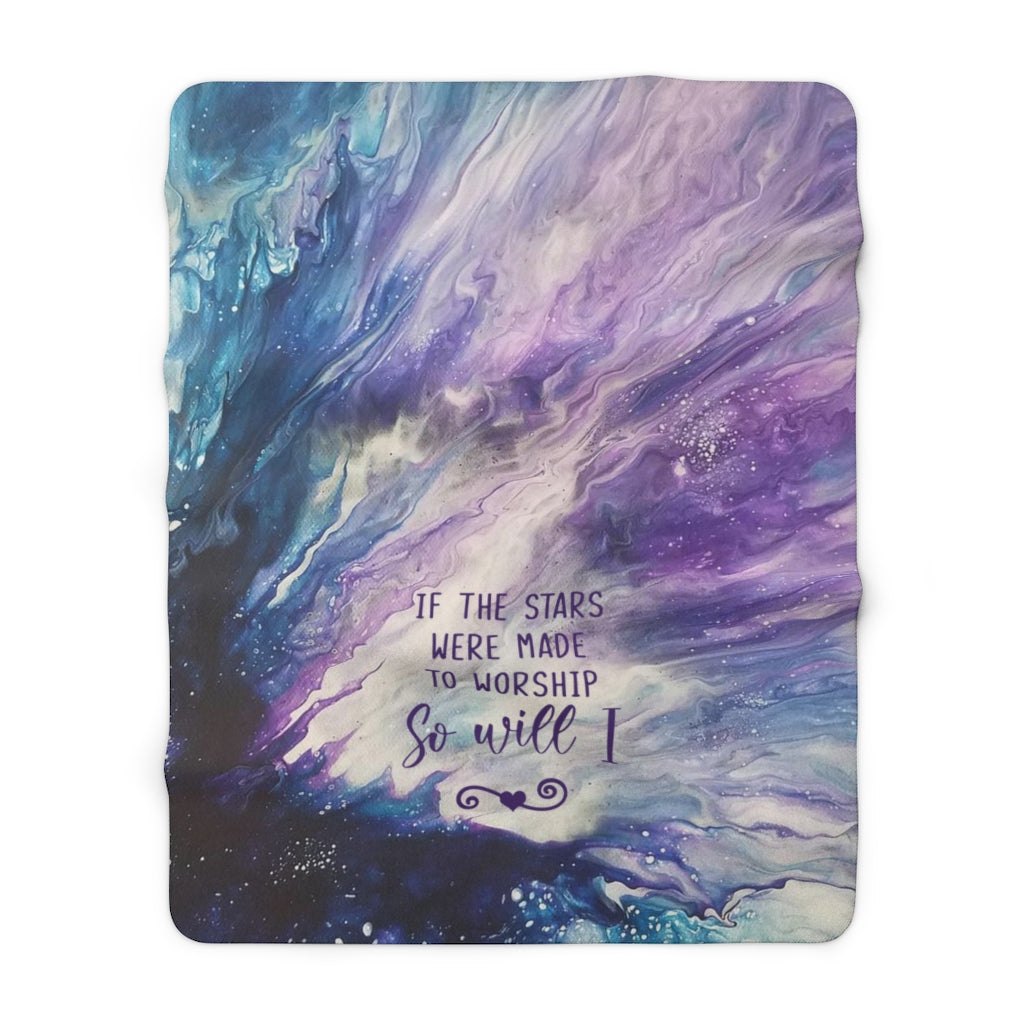 If the Stars Were Made to Worship Acrylic Pour Abstract Art Sherpa Fleece Blanket