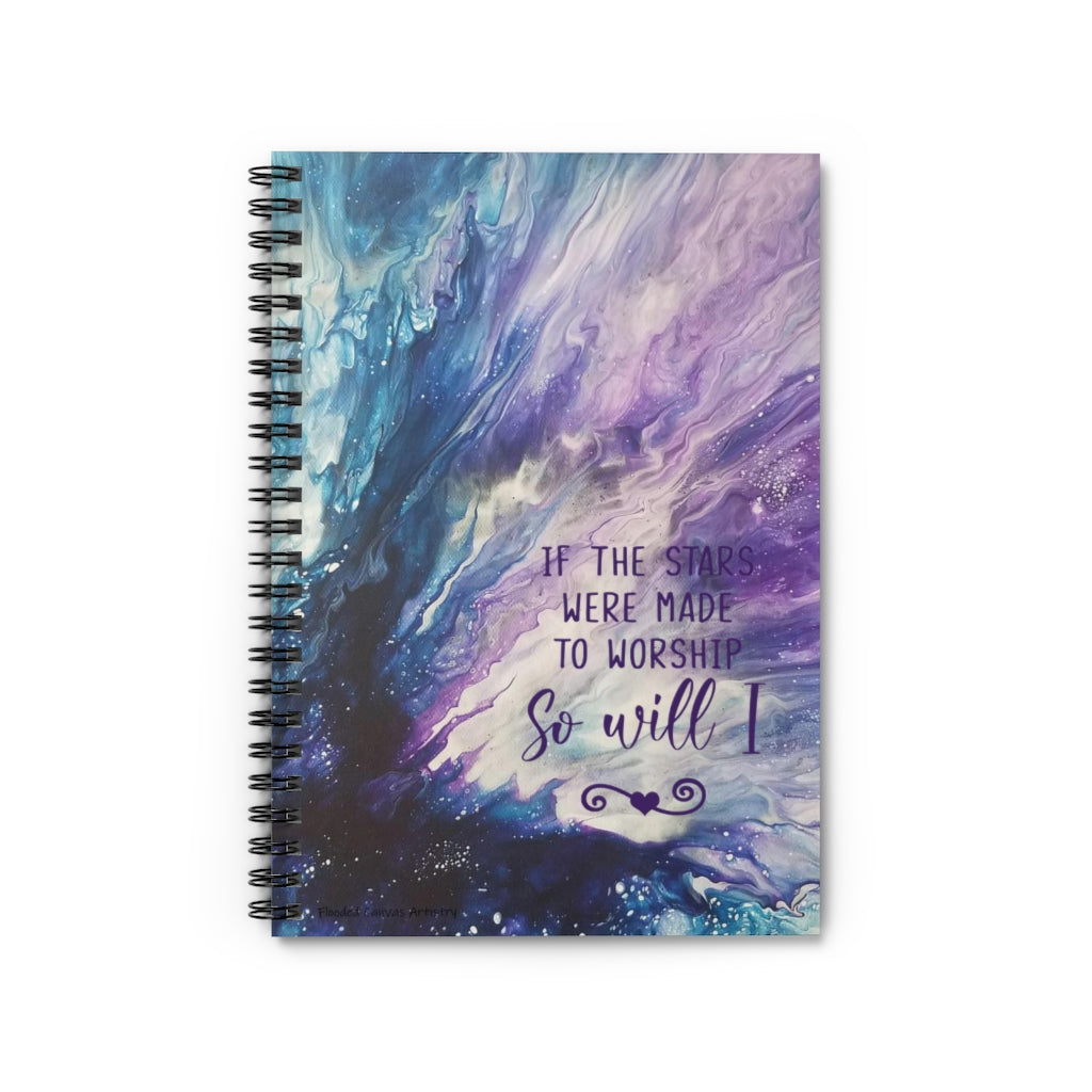 If the Stars Were Made To Worship Blue and Purple Acrylic Pour Abstract Art Spiral Notebook