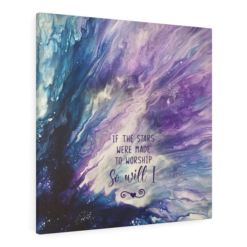 If the Stars Were Made to Worship Purple and Blue Acrylic Pour Abstract Art Gallery Wrapped Canvas Prints