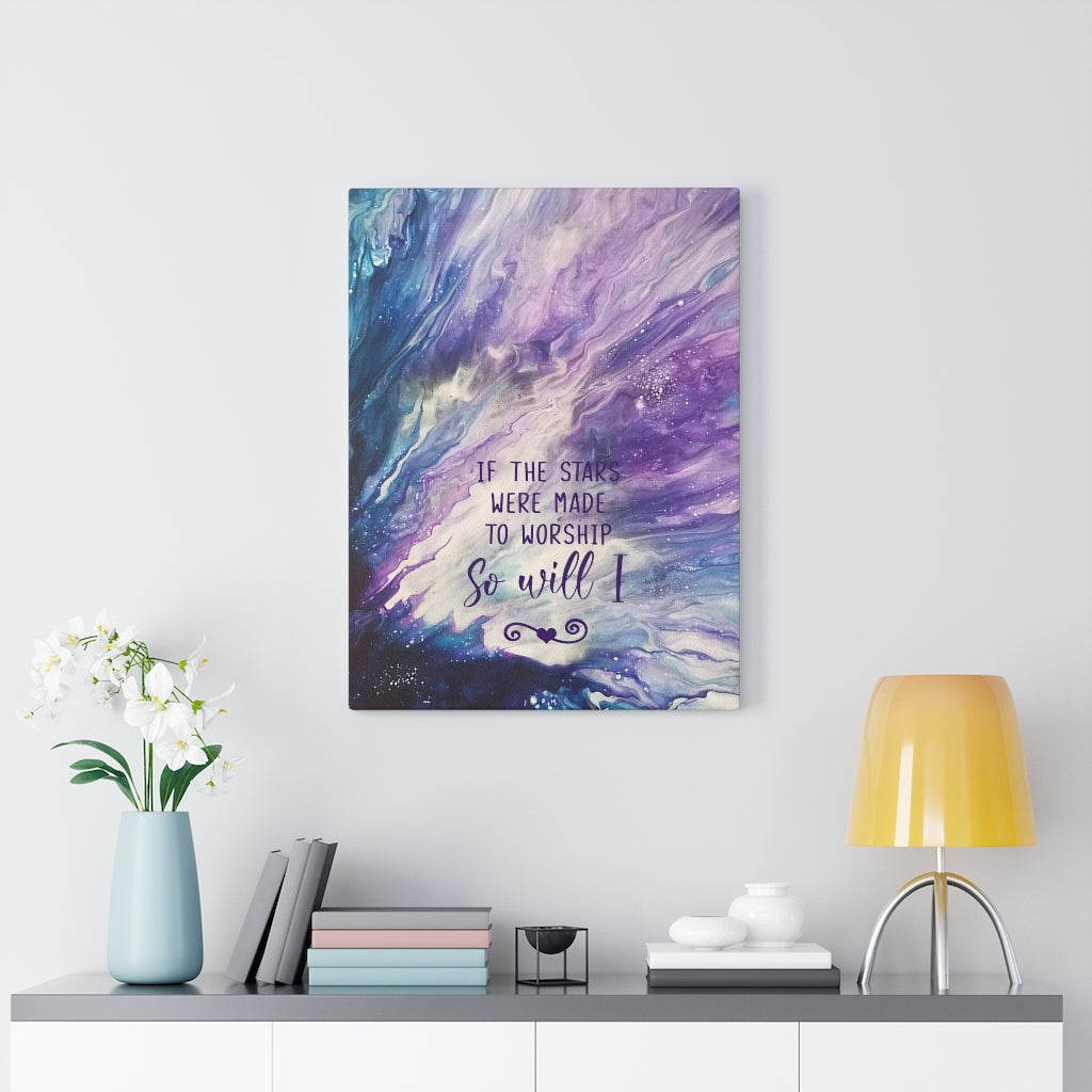 If the Stars Were Made to Worship Purple and Blue Acrylic Pour Abstract Art Gallery Wrapped Canvas Prints