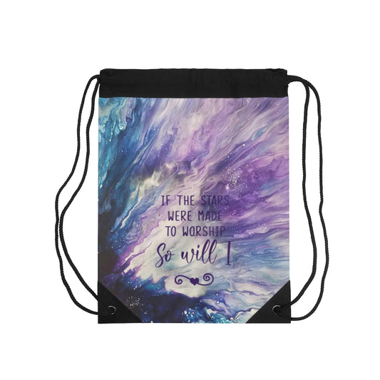If the Stars Were Made To Worship Acrylic Pour Abstract Art Drawstring Bag