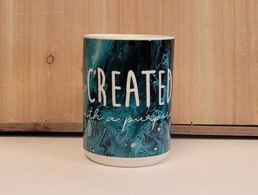 Created with a Purpose Christian Coffee Mug with Abstract Art