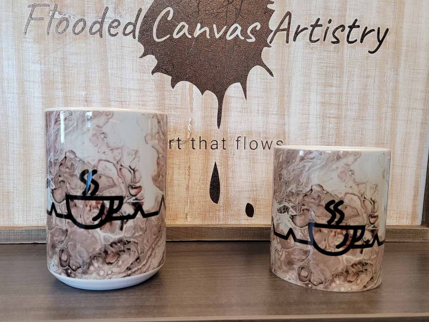 Coffee Heartbeat Coffee Mug with Abstract Art