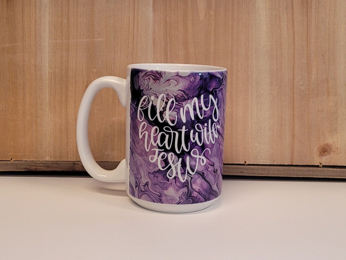 Purple Abstract Art Jesus Coffee Mugs, Christian Coffee Mugs