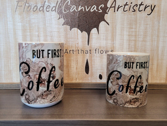 But First Coffee Coffee Mug with Abstract Art